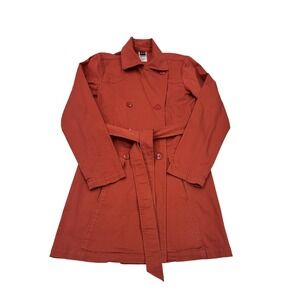 Patagonia Negril Trench Coat Womens Small Burnt Orange Rust Organic Cotton Belt